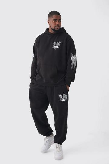 Plus Brooklyn Gothic Varsity Oversized Tracksuit black