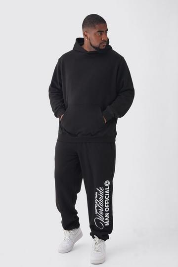 Plus Doberman Graphic Back Print Oversized Tracksuit black