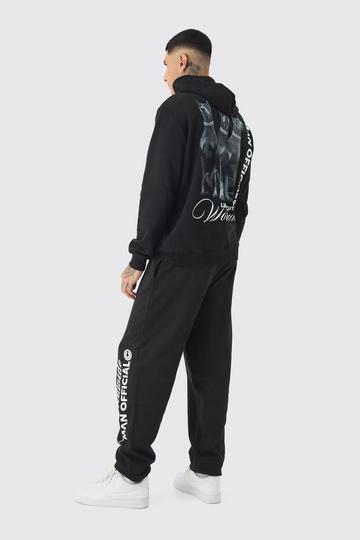 Tall Doberman Graphic Back Print Oversized Tracksuit black