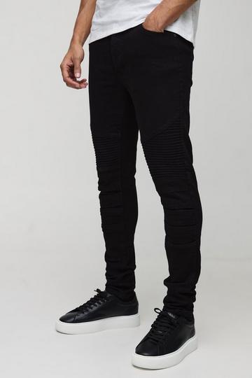 Skinny Biker Panel Jeans true black