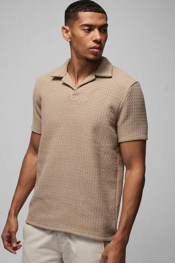 V-Neck Over Head Boucle Shirt taupe