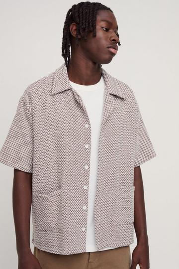 Oversized Herringbone Texture Shirt chocolate