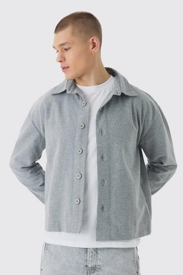 Regular Brushed Twill Overshirt dark grey