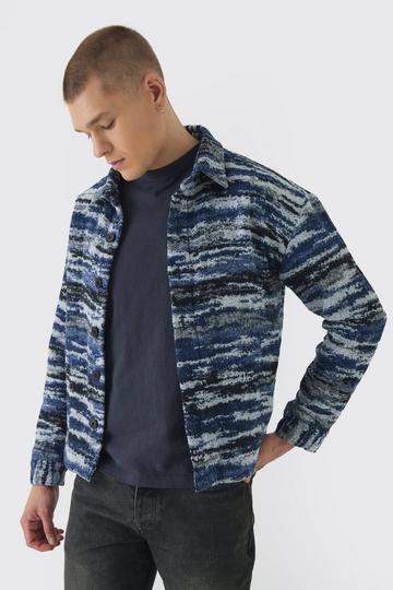 Regular Fit Brushed Abstract Overshirt blue