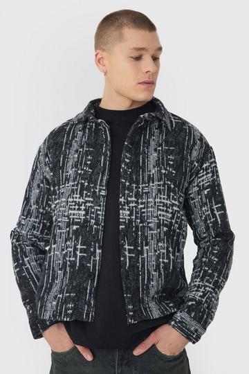 Regular Fit Brushed Abstract Overshirt black