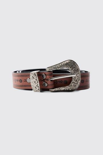 Brown Western Embossed Belt brown