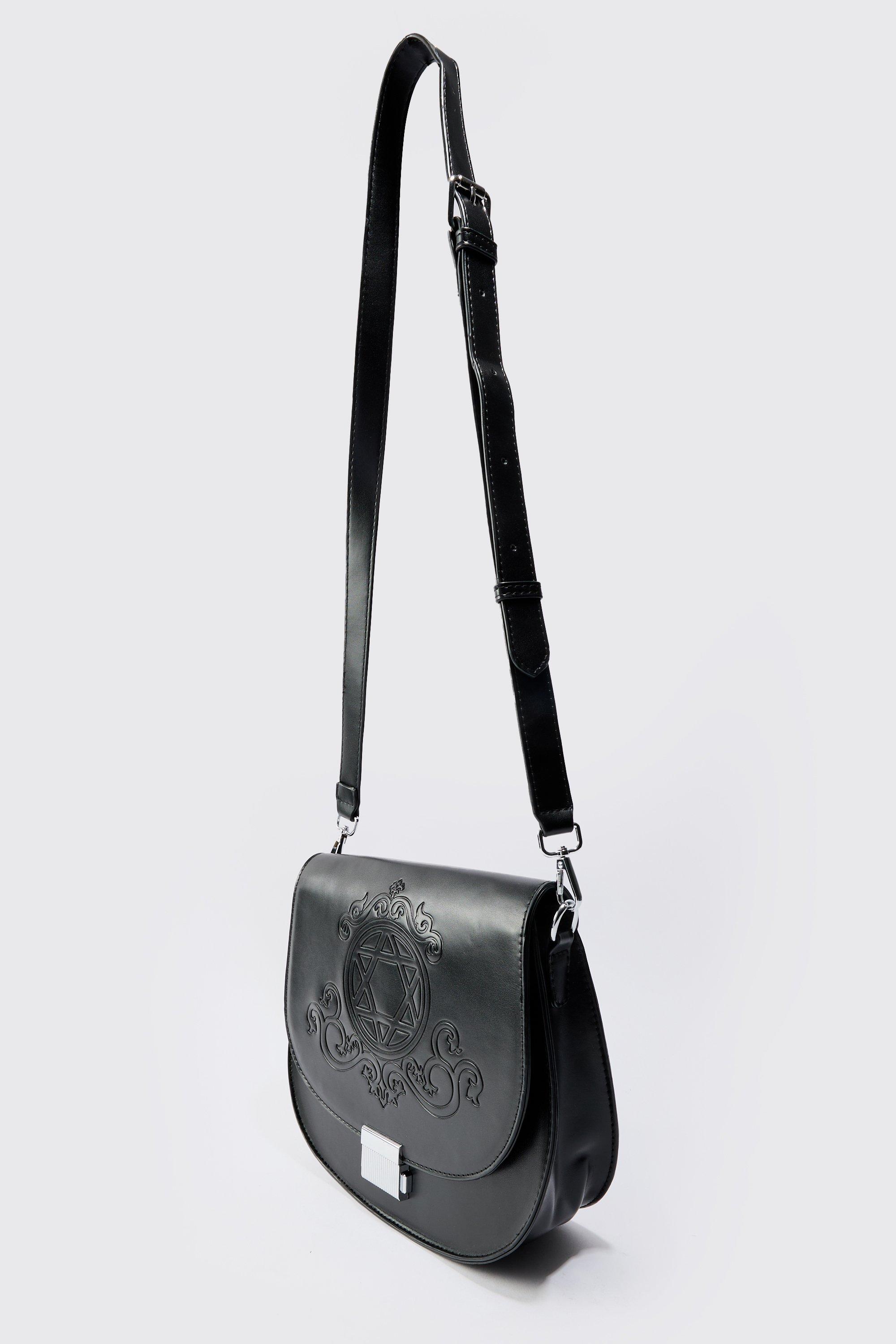 Western Black Cross Body Bag with Silver Hardware