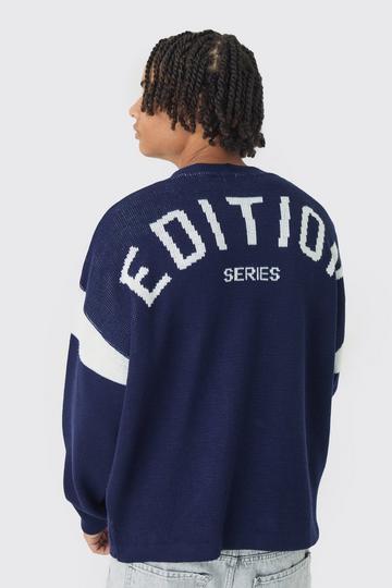 Relaxed Ribbed Knitted Edition Series Cardigan navy