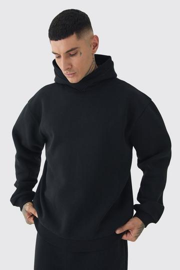 Tall Brushed Back Embroidered V Neck Hoodie black