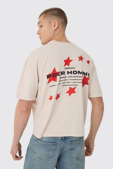 Boxy Washed Pour Homme Star Print T-Shirt ecru