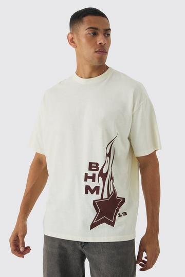 Oversized BHM Star Print T-Shirt ecru