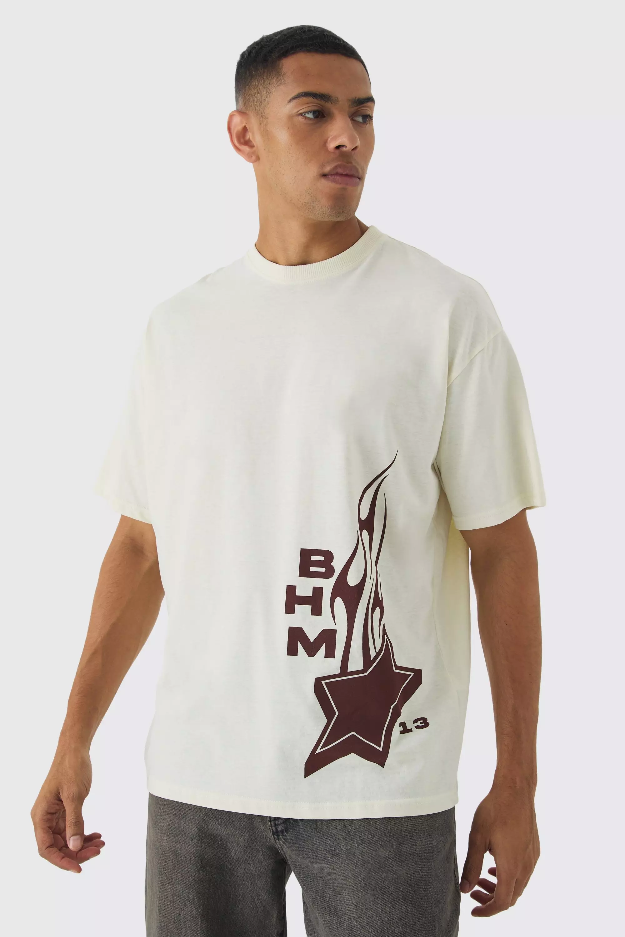 Ecru Oversized BHM Star Print T-Shirt alternative image