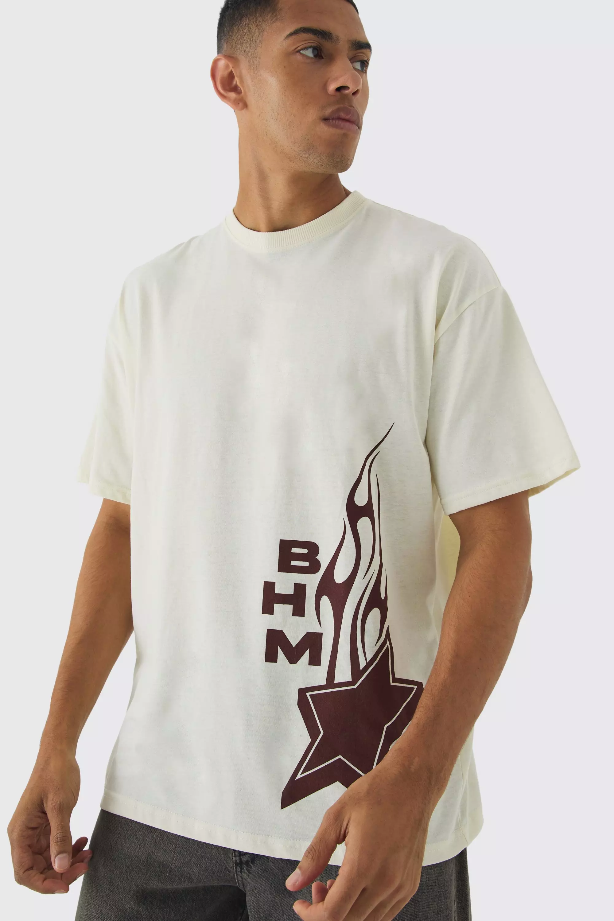 Ecru Oversized BHM Star Print T-Shirt alternative image