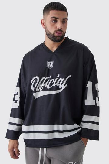 Plus Oversized Official 13 Hockey T-Shirt In Zwart black