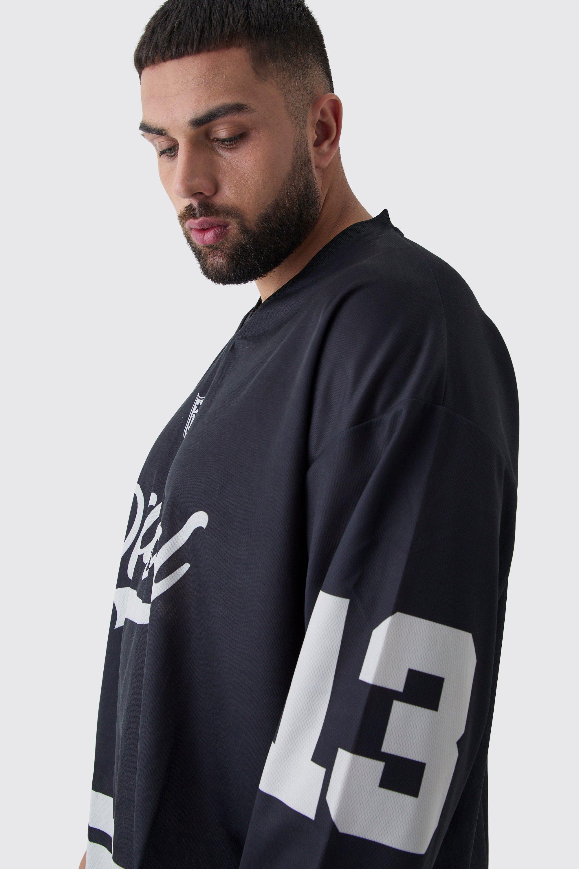 Plus Official 13 Oversized Hockey T-Shirt In Black