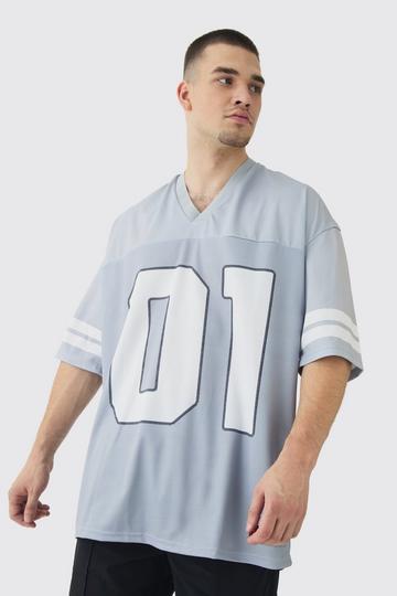 Tall Oversized Varsity Mesh Football Top grey