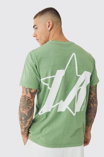 Slim Washed Star Back Print T-Shirt forest