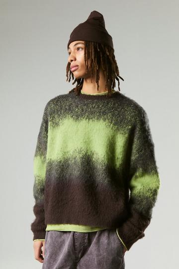 Oversized Boxy Eyelash Stripe Knit Jumper green