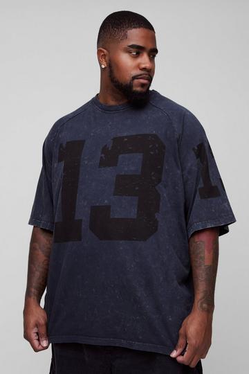 Plus Washed 13 Varsity Oversized T-shirt in Charcoal charcoal