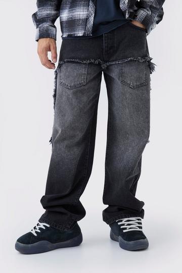 Black Relaxed Rigid Faux Layer Denim Jeans