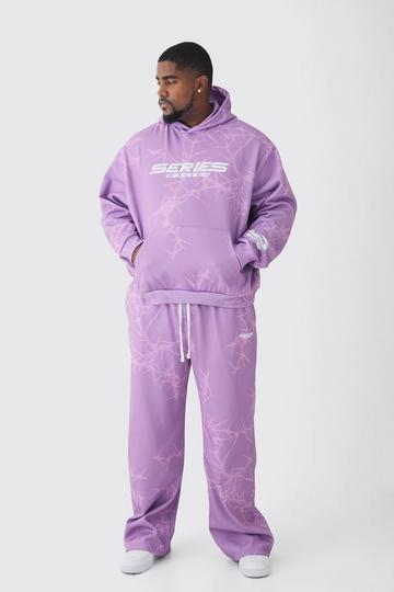 Plus Oversized Baggy Boxy Trainingspak Met Print En Joggingbroek pink