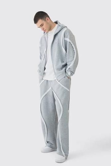 Tall Oversized Boxy Trainingspak Met Wijde Joggingbroek Met Rits En Paneel grey