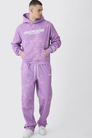 Tall Oversized Boxy All Over Print Relaxed Jogger Tracksuit pink