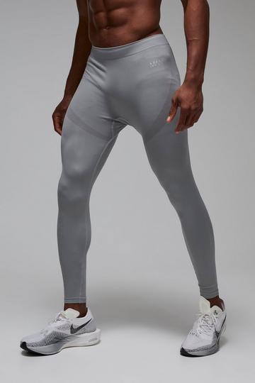 Man Active Naadloze Baselayer Leggings light grey