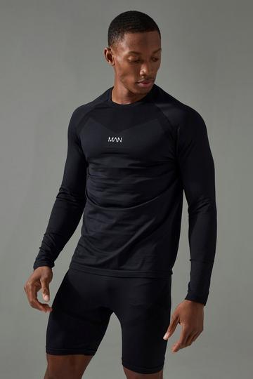 Man Active Seamless Base Layer Top black