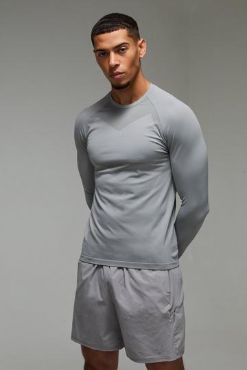 Man Active Seamless Base Layer Top light grey