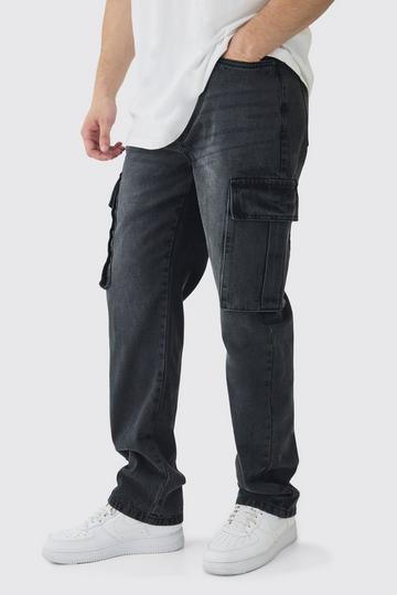 Tall Straight Rigid Cargo Jeans washed black