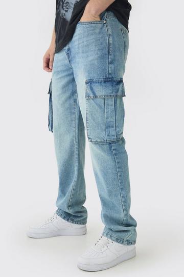 Tall Onbewerkte Cargo Jeans Met Rechte Pijpen antique blue