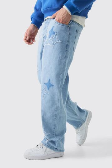 Light Brown Relaxed Rigid Star Applique Denim Jeans