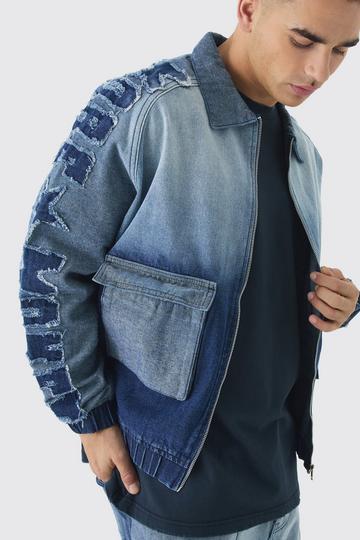 Oversized Denim Sterren Bomberjack dark blue