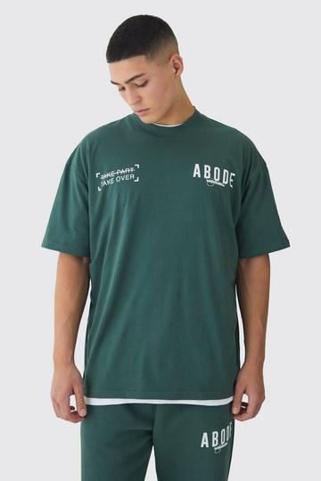 Oversized Extended Neck Heavyweight Abode T-shirt forest