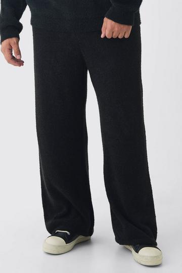 Black Plus Fluffy Knit Relaxed Fit Joggers