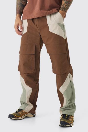 Elasticated Waist Relaxed Ripstop MOTO Cargo Trousers chocolate