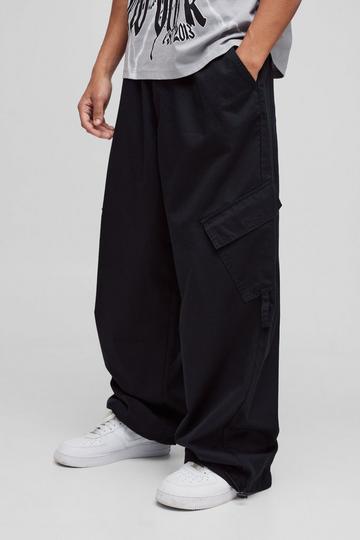 Black Ripstop Applique Parachute Trousers