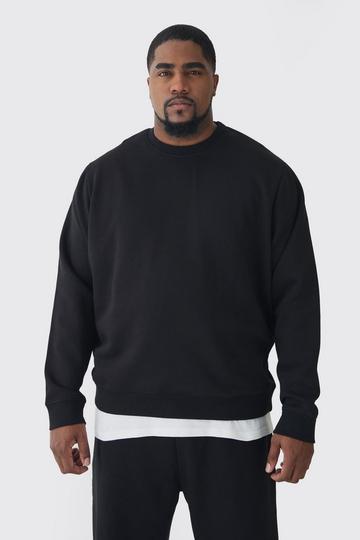 330GSM Plus Regular Fit Crew Neck Sweatshirt In Black black