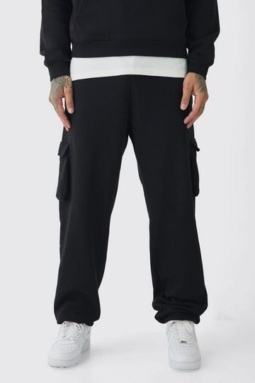 Black 330GSM Tall Oversized Cargo Jogger In Black