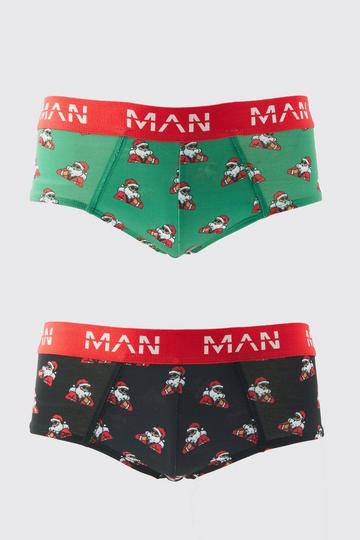 2 Pack Man Santa Claus Christmas Briefs multi