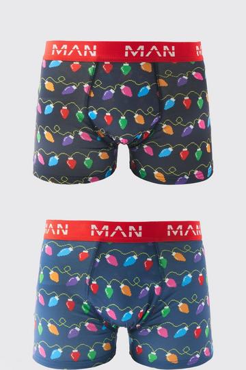 2 Pack Man Christmas Lights Boxers multi