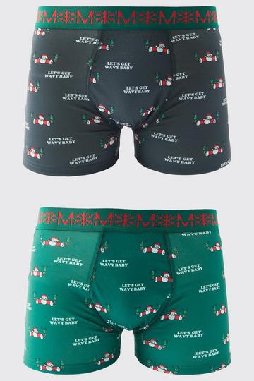 2 Pack Man Lets Get Wavy Christmas Boxers multi