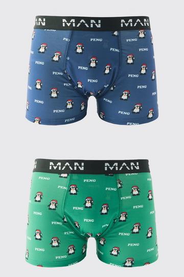 2 Pack Man Peng Christmas Boxers multi