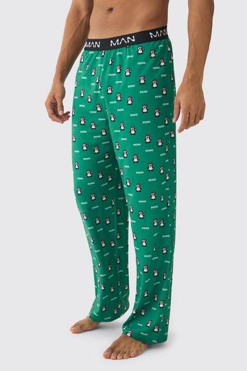 Man Peng Christmas Lounge Bottoms green