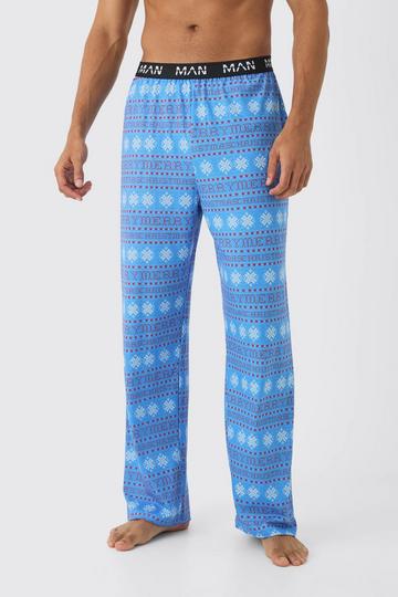 Man Merry Christmas Lounge Bottoms blue