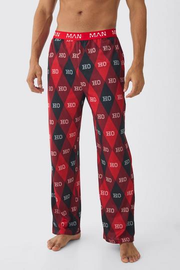 Man Ho Ho Ho Christmas Lounge Bottoms red