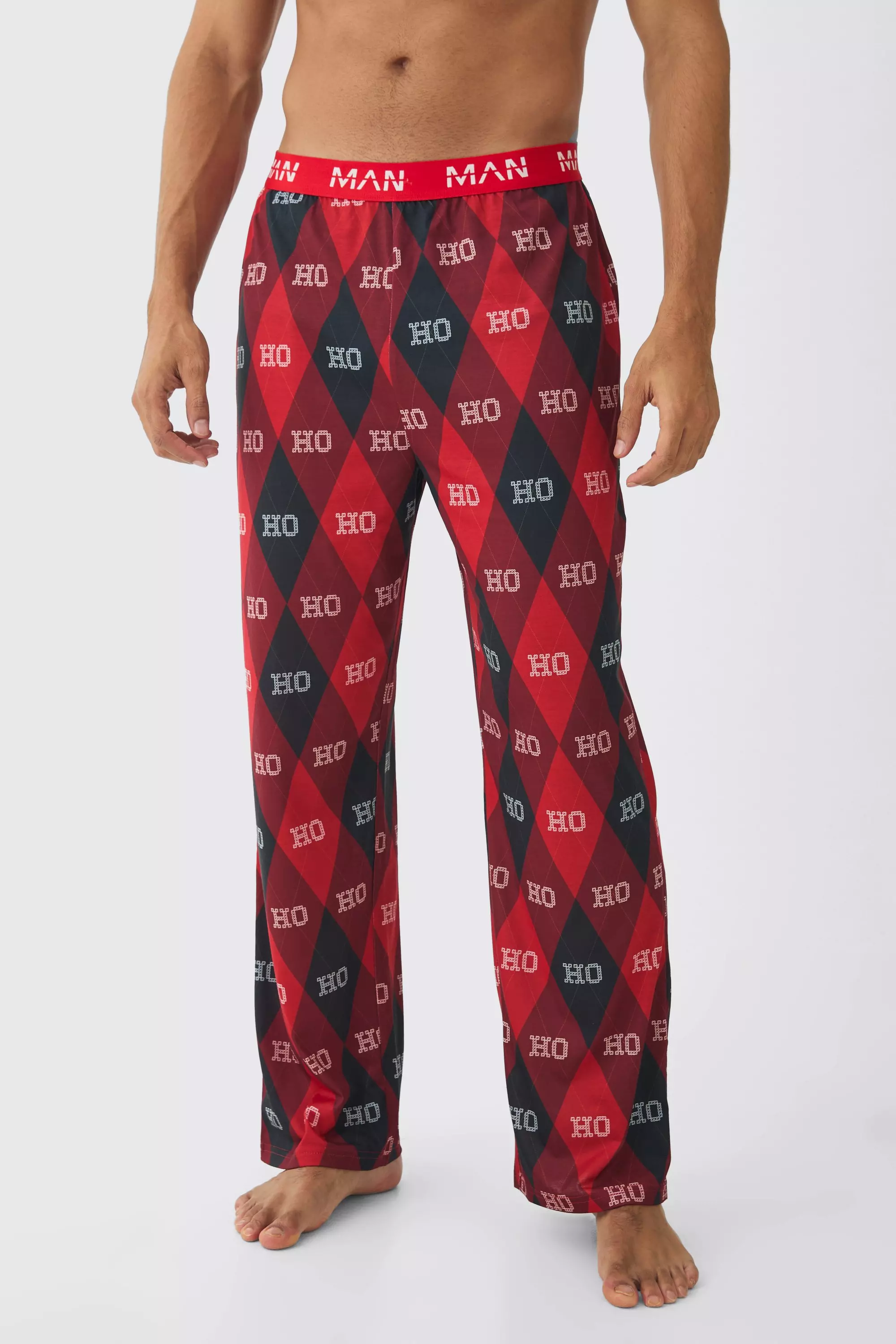 Red Man Ho Ho Ho Christmas Lounge Bottoms صورة بديلة