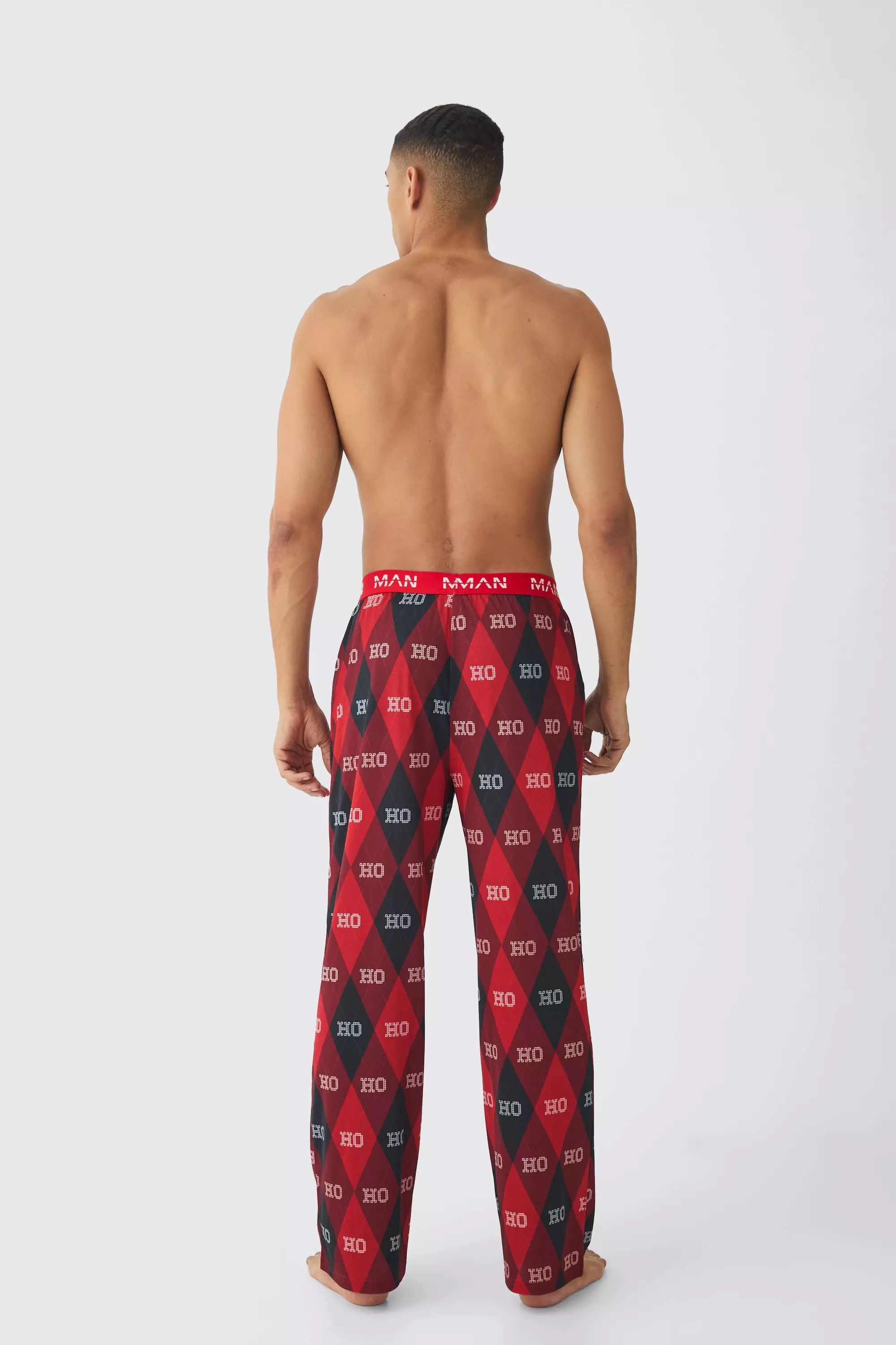 Red Man Ho Ho Ho Christmas Lounge Bottoms صورة بديلة