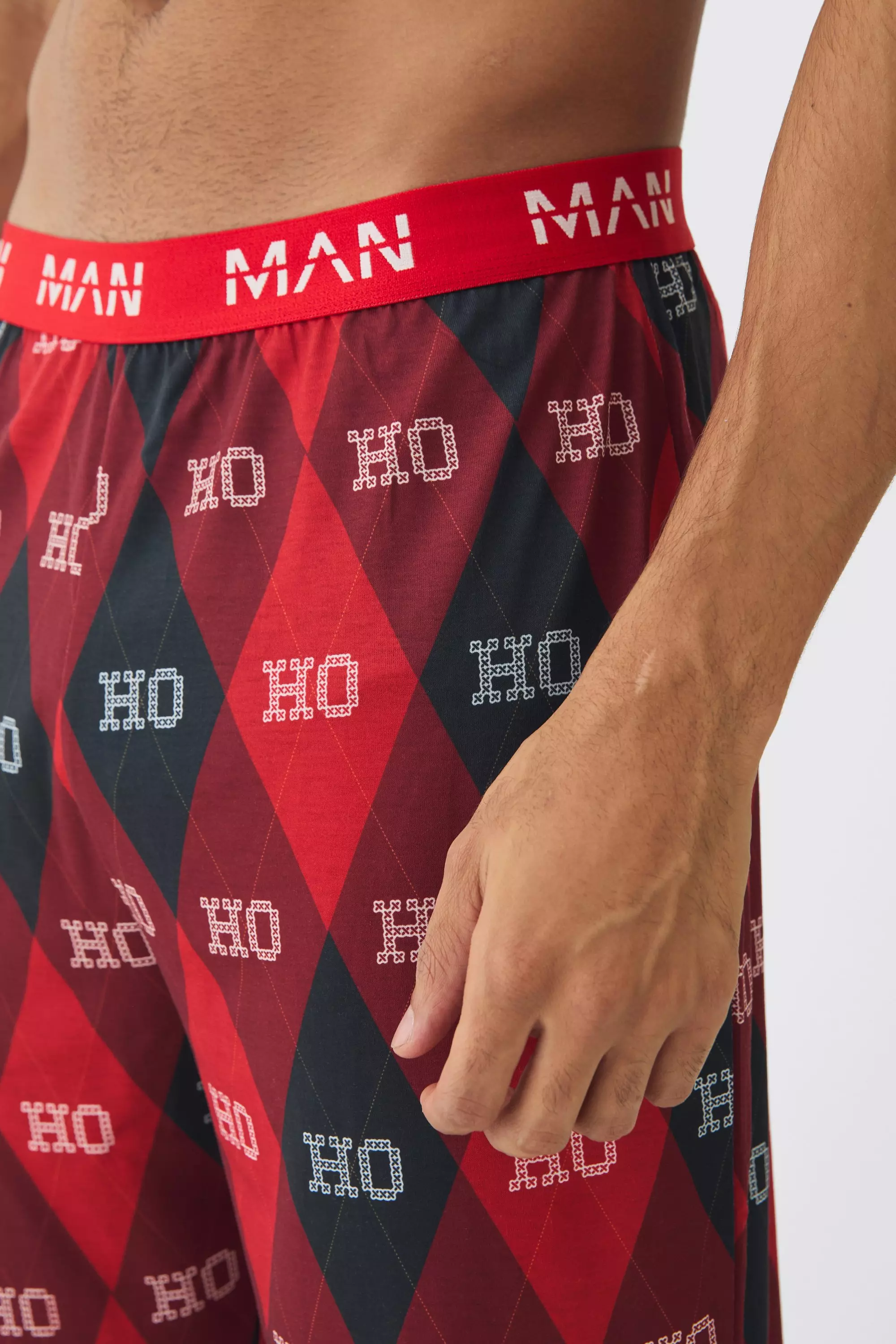 Red Man Ho Ho Ho Christmas Lounge Bottoms صورة بديلة